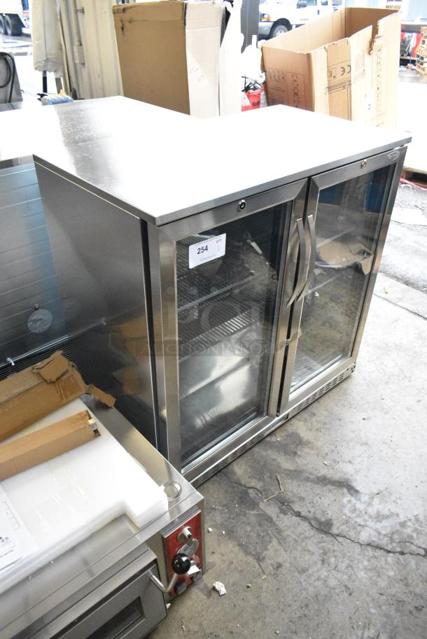BRAND NEW SCRATCH AND DENT! 2024 KoolMore BC-2DSW-SS Stainless Steel Two-Door Back Bar Refrigerator Merchandiser - 7.4 Cu Ft. 115 Volts, 1 Phase. Tested and Working! - Image 3 of 8