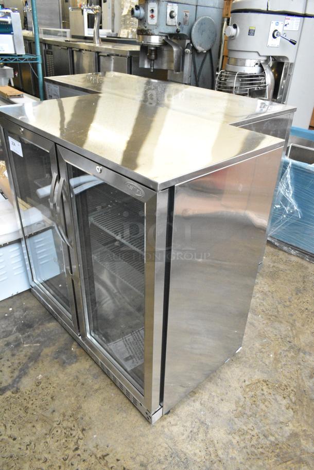 BRAND NEW SCRATCH AND DENT! 2024 KoolMore BC-2DSW-SS Stainless Steel Two-Door Back Bar Refrigerator Merchandiser - 7.4 Cu Ft. 115 Volts, 1 Phase. Tested and Working! - Image 4 of 8