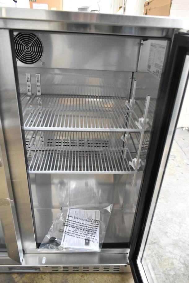 BRAND NEW SCRATCH AND DENT! 2024 KoolMore BC-2DSW-SS Stainless Steel Two-Door Back Bar Refrigerator Merchandiser - 7.4 Cu Ft. 115 Volts, 1 Phase. Tested and Working! - Image 6 of 8
