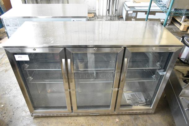 BRAND NEW SCRATCH AND DENT! 2024 KoolMore BC-2DSW-SS Stainless Steel Three-Door Back Bar Refrigerator Merchandiser - 11 Cu Ft. 115 Volts, 1 Phase. Tested and Working! - Image 2 of 9