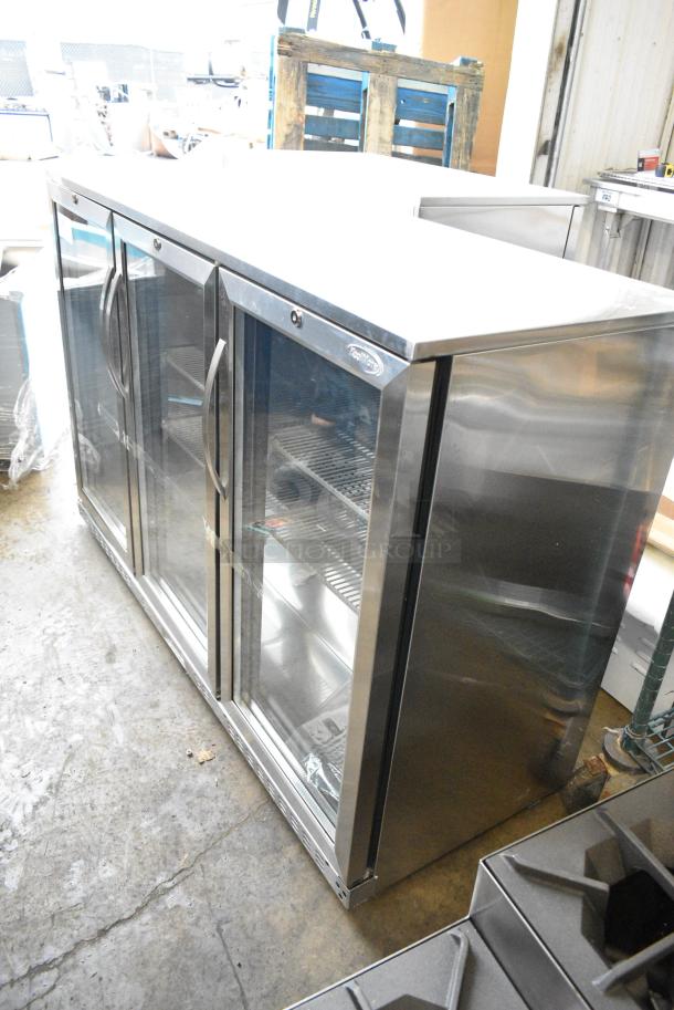 BRAND NEW SCRATCH AND DENT! 2024 KoolMore BC-2DSW-SS Stainless Steel Three-Door Back Bar Refrigerator Merchandiser - 11 Cu Ft. 115 Volts, 1 Phase. Tested and Working! - Image 4 of 9