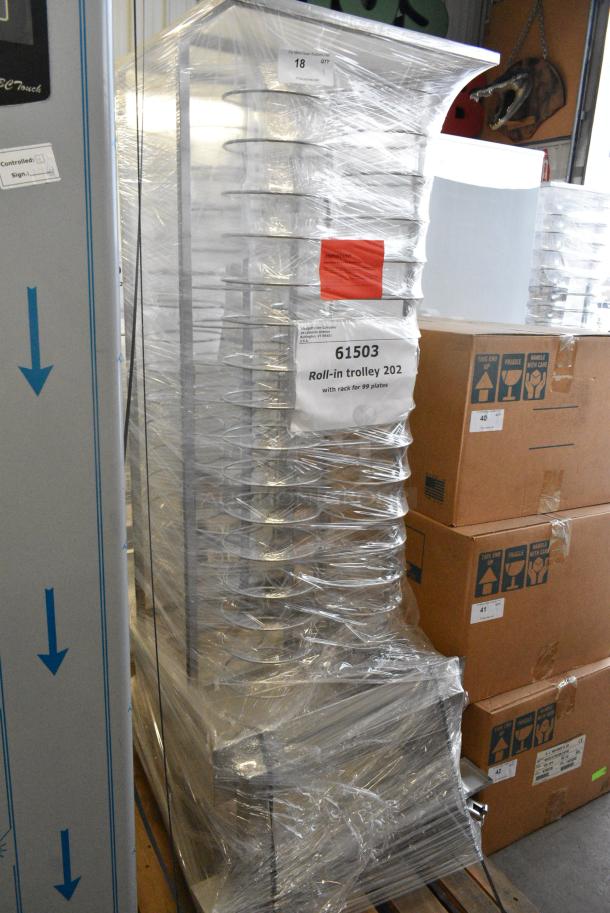 BRAND NEW SCRATCH AND DENT! Blodgett Metal Roll In Oven Rack 99 Plate Capacity Trolley on Commercial Casters. - Image 2 of 4