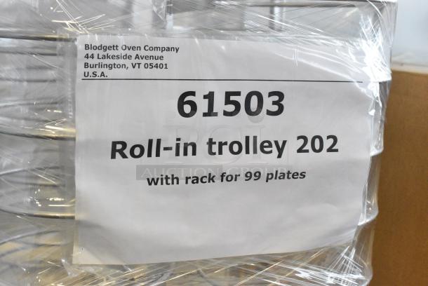 BRAND NEW SCRATCH AND DENT! Blodgett Metal Roll In Oven Rack 99 Plate Capacity Trolley on Commercial Casters. - Image 4 of 4
