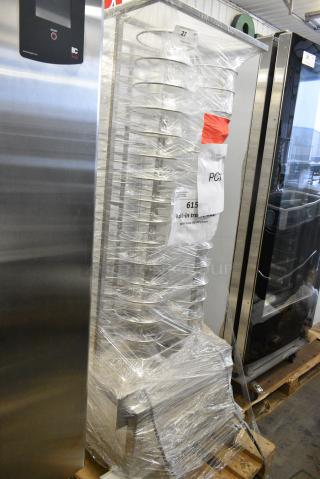 BRAND NEW SCRATCH AND DENT! Blodgett Metal Roll In Oven Rack 99 Plate Capacity Trolley on Commercial Casters.