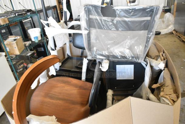 8 BRAND NEW! Boxes Including Black Metal Outdoor Chair, Metal Bar Height Chair, Wooden Chair. 8 Times Your Bid! - Image 3 of 4