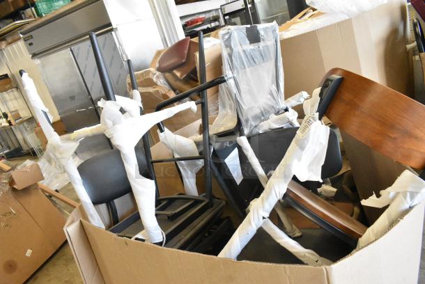8 BRAND NEW! Boxes Including Black Metal Outdoor Chair, Metal Bar Height Chair, Wooden Chair. 8 Times Your Bid! - Image 4 of 4