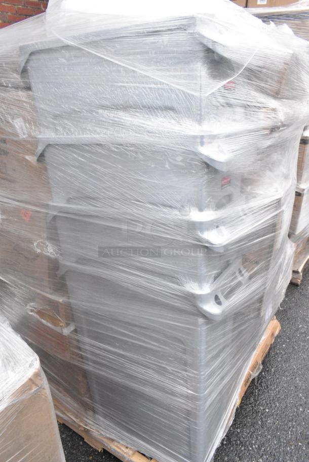 20 BRAND NEW! Boxes Including 4 Box 3492424ANTWT Lancaster Table & Seating Industrial 24" x 24" Solid Wood Live Edge Table Top with Bleached Oak Finish, 690FG2631RD Rubbermaid FG263100RED BRUTE 32 Gallon Red Round Trash Can Lid, 4 Rubbermaid Gray Poly Slim Jim Trash Cans, 600HS12SP Regency 12" x 16" Wall Mounted Hand Sink with Gooseneck Faucet and Side Splash, 600TUS3018 Regency 18-Gauge Galvanized Steel Adjustable Undershelf for 30" x 18" Filler Tables, 176IB200 Baker's Lane 12.6 Gallon / 200 Cup Shelf Ingredient Bin with Flip Lid, Label Sheet, and Scoop. 20 Times Your Bid! - Image 5 of 9