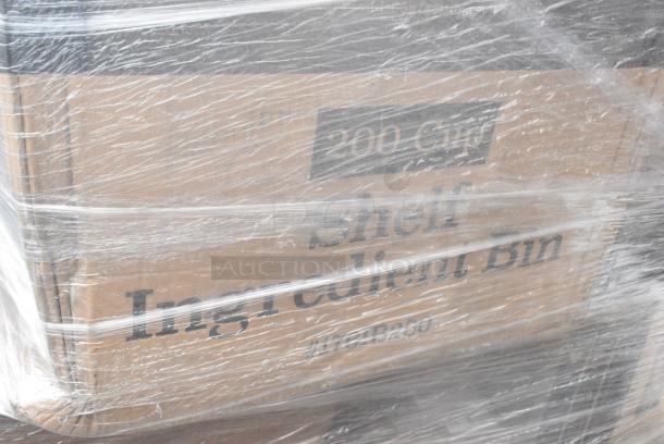 20 BRAND NEW! Boxes Including 4 Box 3492424ANTWT Lancaster Table & Seating Industrial 24" x 24" Solid Wood Live Edge Table Top with Bleached Oak Finish, 690FG2631RD Rubbermaid FG263100RED BRUTE 32 Gallon Red Round Trash Can Lid, 4 Rubbermaid Gray Poly Slim Jim Trash Cans, 600HS12SP Regency 12" x 16" Wall Mounted Hand Sink with Gooseneck Faucet and Side Splash, 600TUS3018 Regency 18-Gauge Galvanized Steel Adjustable Undershelf for 30" x 18" Filler Tables, 176IB200 Baker's Lane 12.6 Gallon / 200 Cup Shelf Ingredient Bin with Flip Lid, Label Sheet, and Scoop. 20 Times Your Bid! - Image 9 of 9