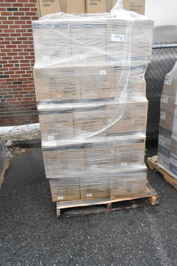40 BRAND NEW! Boxes of 553RVBV016 Acopa Rivulet 16 oz. Stackable Beverage Glass - 12/Pack. 40 Times Your Bid! - Image 1 of 4