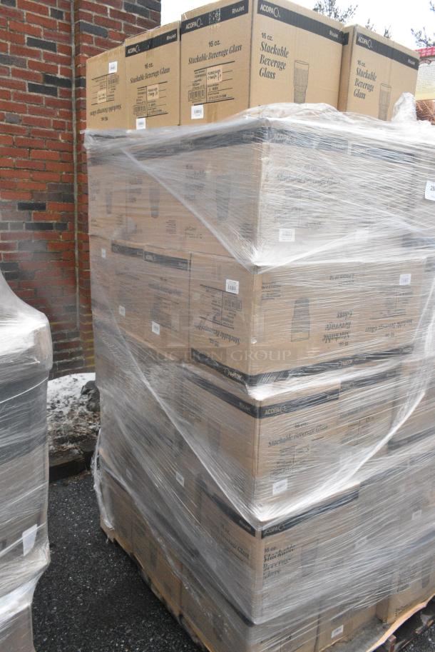 40 BRAND NEW! Boxes of 553RVBV016 Acopa Rivulet 16 oz. Stackable Beverage Glass - 12/Pack. 40 Times Your Bid! - Image 2 of 4