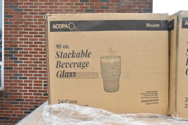 40 BRAND NEW! Boxes of 553RVBV016 Acopa Rivulet 16 oz. Stackable Beverage Glass - 12/Pack. 40 Times Your Bid! - Image 4 of 4