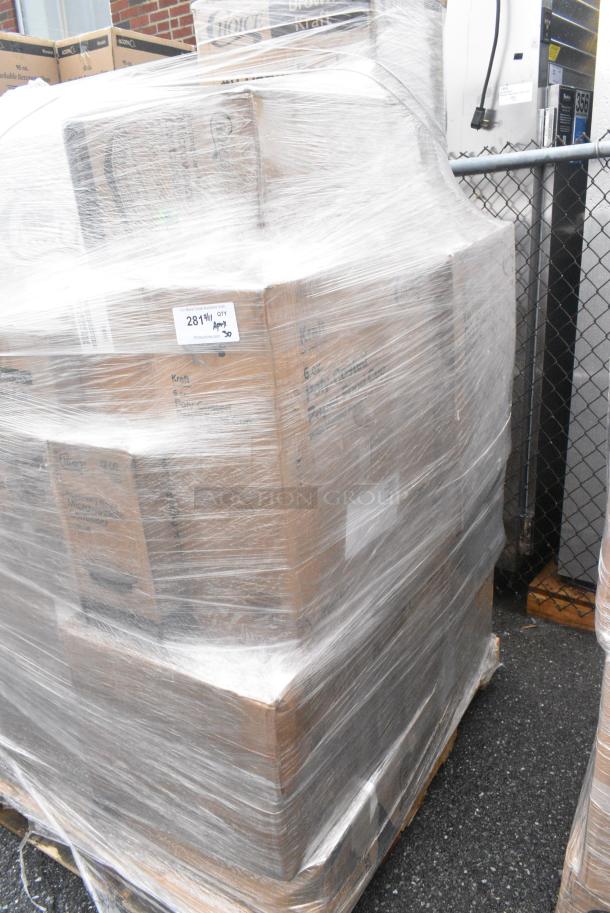 30 BRAND NEW! Boxes Including 2 Box 966TALLFLDN Choice Kraft Natural Tall-Fold 6" x 13" Dispenser Napkin - 8000/Case, 2 Box 394325M Noble NexGen Powder-Free Disposable Blue Hybrid 3 Mil Thick Gloves - Medium - 1000/Case, 127P325B Choice 3.25 oz. Black Plastic Souffle Cup / Portion Cup - 2500/Case, Choice Microwaveable Containers, Choice #8 Paper Food Containers, 30 Times Your Bid! - Image 2 of 11
