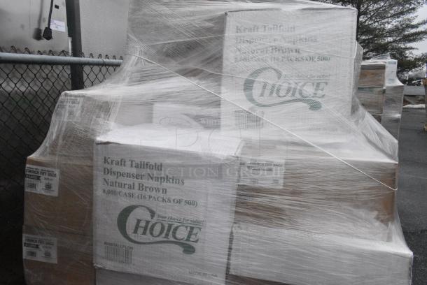 30 BRAND NEW! Boxes Including 2 Box 966TALLFLDN Choice Kraft Natural Tall-Fold 6" x 13" Dispenser Napkin - 8000/Case, 2 Box 394325M Noble NexGen Powder-Free Disposable Blue Hybrid 3 Mil Thick Gloves - Medium - 1000/Case, 127P325B Choice 3.25 oz. Black Plastic Souffle Cup / Portion Cup - 2500/Case, Choice Microwaveable Containers, Choice #8 Paper Food Containers, 30 Times Your Bid! - Image 4 of 11