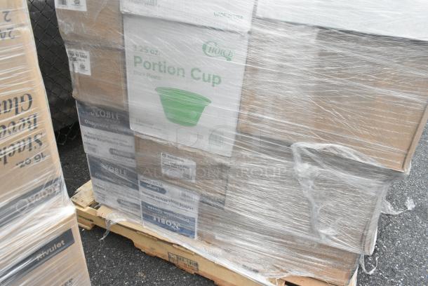 30 BRAND NEW! Boxes Including 2 Box 966TALLFLDN Choice Kraft Natural Tall-Fold 6" x 13" Dispenser Napkin - 8000/Case, 2 Box 394325M Noble NexGen Powder-Free Disposable Blue Hybrid 3 Mil Thick Gloves - Medium - 1000/Case, 127P325B Choice 3.25 oz. Black Plastic Souffle Cup / Portion Cup - 2500/Case, Choice Microwaveable Containers, Choice #8 Paper Food Containers, 30 Times Your Bid! - Image 5 of 11