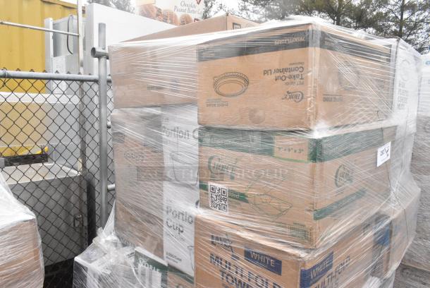 35 BRAND NEW! Boxes Including 4 Box 394365XL Noble Products Powder-Free Disposable Clear Vinyl Gloves for Foodservice - Extra Large - 1000/Case, 6 Box 394365L Noble Products Powder-Free Disposable Clear Vinyl Gloves for Foodservice - Large - 1000/Case, 347CM8CL Visions 8 oz. Clear Plastic Coffee Mug - 192/Case, 500MFT Lavex White M-Fold (Multifold) Towel - 4000/Case, 347CM8CL Visions 8 oz. Clear Plastic Coffee Mug - 192/Case. 35 Times Your Bid! - Image 4 of 9