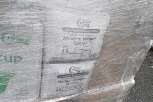 30 BRAND NEW! Boxes Including OneUp Napkins, Choice Portion Cups, 2 Box Lavex Paper Towels, 2 Box 130WSPORKWP Choice Individually Wrapped Medium Weight White Polypropylene Plastic Spork - 1000/Case. 30 Times Your Bid! - Image 7 of 7