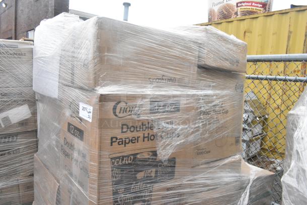 25 BRAND NEW! Boxes Including 50012DWALLC Choice 12 oz. Coffee Break Print Smooth Double Wall Paper Hot Cup - 500/Case, 500CC32P Choice Clear PET Plastic Cold Cup - 32 oz. - 500/Case, 500LSTRWLW Choice 9, 12, 16, 20, and 24 oz. Clear Sip-Through Lid with Extra-Wide Opening - 1000/Case, 2 Box 395RP09 EcoChoice No PFAS Added Bamboo / Bagasse Blend 9" Plate - 500/Case, CHoice #3 Paper Food Containers, Choice Portion Cups. 25 Times Your Bid! - Image 3 of 10