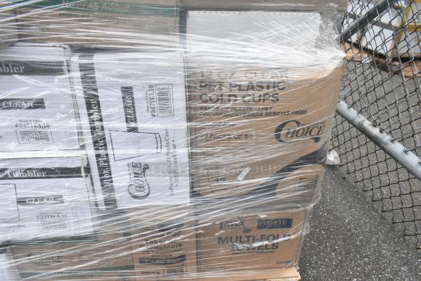 40 BRAND NEW! Boxes Including 485PCCUP424 Choice 4-Cup 12-24 oz. Drink Carrier with Handle - 200/Case, 4 Box 347TCL10 Choice 10 oz. Clear Disposable Plastic Tumbler - 500/Case, 433BR16BGC Choice 16 lb. Natural Kraft Paper Bag - 500/Case, 500MFT Lavex White M-Fold (Multifold) Towel - 4000/Case, Choice Plastic Cutlery Packs, Choice Heavy Duty Foil Steam Table Pans. 40 Times Your Bid! - Image 9 of 11