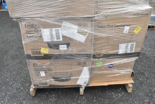 40 BRAND NEW! Boxes Including 50016DWALLW Choice 64 oz. Clear RPET Hinged Deli Container - 200/Case, 3 Box Noble X Large Gloves, 4 Box 129MCR32B Choice 32 oz. Black Round Microwavable Heavy Weight Container with Lid 7 1/4" - 150/Case, 2 box 760SOUP12WPL Choice 12 oz. White Double Poly-Coated Paper Food Cup with Vented Plastic Lid - 250/Case, Choice Take Out Containers, 2 Box 500LSTRWLW Choice 9, 12, 16, 20, and 24 oz. Clear Sip-Through Lid with Extra-Wide Opening - 1000/Case. 40 Times Your Bid! - Image 7 of 10