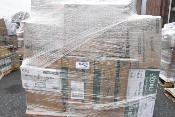 40 BRAND NEW! Boxes Including Choice Portion Cups, 966TALLFLDB Choice White Tall-Fold 6" x 13" Dispenser Napkin - 8000/Case, 127RD8BULK Choice 8 oz. Customizable Microwavable Translucent Round Deli Container - 500/Case, Choice Microwaveable Containers. 40 Times Your Bid! - Image 2 of 11