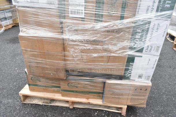 40 BRAND NEW! Boxes Including Choice Portion Cups, 966TALLFLDB Choice White Tall-Fold 6" x 13" Dispenser Napkin - 8000/Case, 127RD8BULK Choice 8 oz. Customizable Microwavable Translucent Round Deli Container - 500/Case, Choice Microwaveable Containers. 40 Times Your Bid! - Image 3 of 11