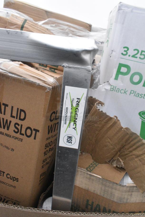20 BRAND NEW! Boxes Including Choice Portion Cups, 1229102GCASE Choice 9" x 10 3/4" Gold Silver Food Service Interfolded Pop-Up Foil Sheets, 795PTOKFT8 Choice Kraft Microwavable Folded Paper #8 Take-Out Container 6" x 4 3/4" x 2 1/2" - 300/Case, 600DUN24488 DUNNAGE RACK 24X48X8 ALM, 164BWGWLADFR Barstool/Chair, Dart 90HTPF1R White Foam Square Take Out Container with Hinged Lid 9" x 9" x 3" - 200/Case, Choice #8 Paper Containers. 20 Times Your Bid! - Image 4 of 9