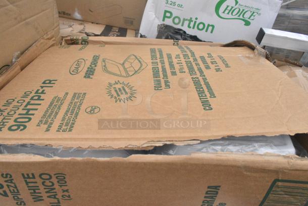 20 BRAND NEW! Boxes Including Choice Portion Cups, 1229102GCASE Choice 9" x 10 3/4" Gold Silver Food Service Interfolded Pop-Up Foil Sheets, 795PTOKFT8 Choice Kraft Microwavable Folded Paper #8 Take-Out Container 6" x 4 3/4" x 2 1/2" - 300/Case, 600DUN24488 DUNNAGE RACK 24X48X8 ALM, 164BWGWLADFR Barstool/Chair, Dart 90HTPF1R White Foam Square Take Out Container with Hinged Lid 9" x 9" x 3" - 200/Case, Choice #8 Paper Containers. 20 Times Your Bid! - Image 6 of 9