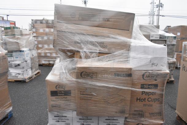 30 BRAND NEW! Boxes Including 2 Box 128HD16COMBO Choice Heavy Duty 16 oz. Microwavable Translucent Plastic Deli Container and Lid Combo Pack - 240/Case, 2 Box 500CC9 Choice 9 oz. Clear PET Customizable Plastic Squat Cold Cup - 1000/Case, 2 Box 612OB15LBD Choice 1.5 lb. Oblong Deep Foil Take-Out Container - 500/Case, Dart 16J16C 16 oz. Coke® Foam Cup - 1000/Case, 50010W Choice 10 oz. White Poly Paper Hot Cup - 1000/Case, 3 Box 130BKFORKH Choice Black Heavy Weight Polystyrene Plastic Fork - 1000/Case, 50010W Choice White Poly Paper Cup, 2 Box 346BKPSNM Choice Medium Weight Black Wrapped Polypropylene Plastic Cutlery Set with Napkin. 30 Times Your Bid! - Image 9 of 13