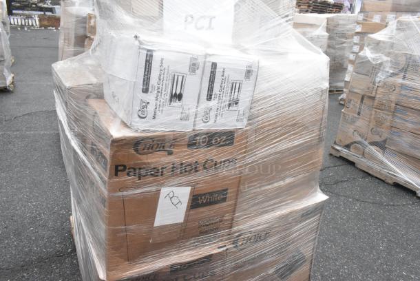 30 BRAND NEW! Boxes Including 2 Box 128HD16COMBO Choice Heavy Duty 16 oz. Microwavable Translucent Plastic Deli Container and Lid Combo Pack - 240/Case, 2 Box 500CC9 Choice 9 oz. Clear PET Customizable Plastic Squat Cold Cup - 1000/Case, 2 Box 612OB15LBD Choice 1.5 lb. Oblong Deep Foil Take-Out Container - 500/Case, Dart 16J16C 16 oz. Coke® Foam Cup - 1000/Case, 50010W Choice 10 oz. White Poly Paper Hot Cup - 1000/Case, 3 Box 130BKFORKH Choice Black Heavy Weight Polystyrene Plastic Fork - 1000/Case, 50010W Choice White Poly Paper Cup, 2 Box 346BKPSNM Choice Medium Weight Black Wrapped Polypropylene Plastic Cutlery Set with Napkin. 30 Times Your Bid! - Image 11 of 13