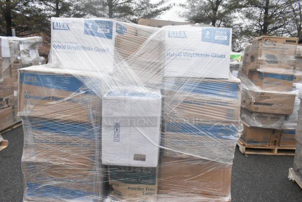 30 BRAND NEW! Boxes Including 2 Box 129MCS38B Choice 38 oz. Black Rectangular Microwavable Heavy Weight Container with Lid 8 3/4" x 6 1/4" x 2- QTY 150, 2 Box 500L1020W Choice White Hot Paper Cup Travel Lid for 10-24 oz. Standard Cups and 8 oz. Squat Cups - 1000/Case, 2 Box Lavex Hybrid Vinyl Gloves, 130d77uf 7 1/2" x 7 1/2" Unprinted Plastic Deli Saddle Bag with Flip Top - 2000/Case, Lavex Paper Towels. 30 Times Your Bid! - Image 7 of 9