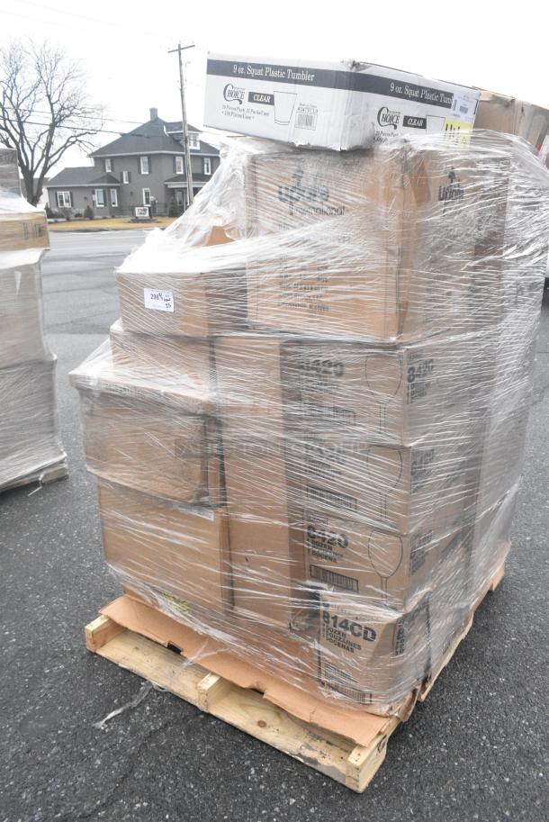25 BRAND NEW! Boxes Including 3 Box Libbey 8420 Grande Collection 19.5 oz. Customizable Vino Grande Wine Glass - 12/Case, 2 Box 176IB200 BIN INGREDIENT 200 CUPS NSF, 12 GALLON BAKER'S MARK, 347TCL9 Choice 9 oz. Clear Disposable Plastic Tumbler - 500/Case. 25 Times Your Bid! - Image 1 of 9