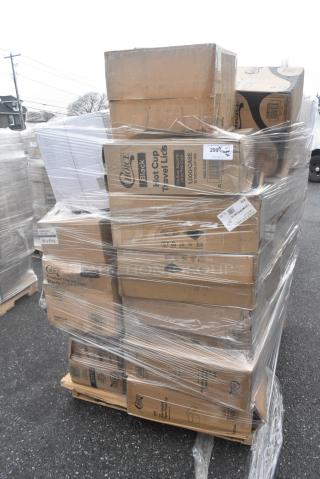 30 BRAND NEW! Boxes Including 500L1020B Choice Black Hot Paper Cup Travel Lid for 10-24 oz. Standard Cups and 8 oz. Squat Cups - 1000/Case, 2 Box 760SOUP8KPA Choice 8 oz. Kraft Poly-Coated Paper Food Cup with Vented Paper Lid - 250/Case, 129MCR32B Choice 32 oz. Black Round Microwavable Heavy Weight Container with Lid 7 1/4" - 150/Case, 500TW10 Choice 10 oz. Translucent Thin Wall Plastic Cold Cup - 2500/Case, 1503600 Choice 6 1/2" x 2" x 8 1/2" Kraft Grease-Resistant Window Cookie / Bakery Bag - 500/Case, 3 Box 760VP64KR Carnival King Kraft 64 oz. Popcorn Bucket - 360/Case. 30 Times Your Bid!
