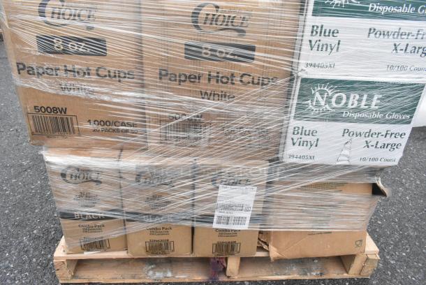 25 BRAND NEW! Boxes Including 5008W Choice 8 oz. Tall White Poly Paper Hot Cup - 1000/Case, 3 Boxes of Noble Gloves, 3 Box 129MCR32B Choice 32 oz. Black Round Microwavable Heavy Weight Container with Lid 7 1/4" - 150/Case, SmartServ #16 Containers. 25 Times Your Bid! - Image 6 of 9