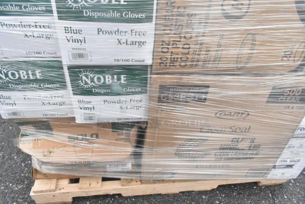 25 BRAND NEW! Boxes Including 5008W Choice 8 oz. Tall White Poly Paper Hot Cup - 1000/Case, 3 Boxes of Noble Gloves, 3 Box 129MCR32B Choice 32 oz. Black Round Microwavable Heavy Weight Container with Lid 7 1/4" - 150/Case, SmartServ #16 Containers. 25 Times Your Bid! - Image 8 of 9