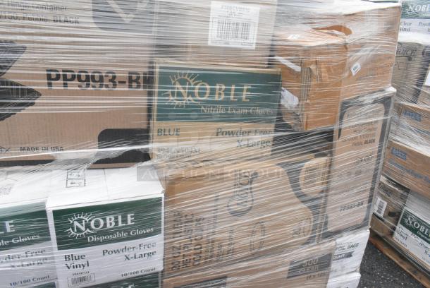 25 BRAND NEW! Boxes Including 5008W Choice 8 oz. Tall White Poly Paper Hot Cup - 1000/Case, 3 Boxes of Noble Gloves, 3 Box 129MCR32B Choice 32 oz. Black Round Microwavable Heavy Weight Container with Lid 7 1/4" - 150/Case, SmartServ #16 Containers. 25 Times Your Bid! - Image 9 of 9