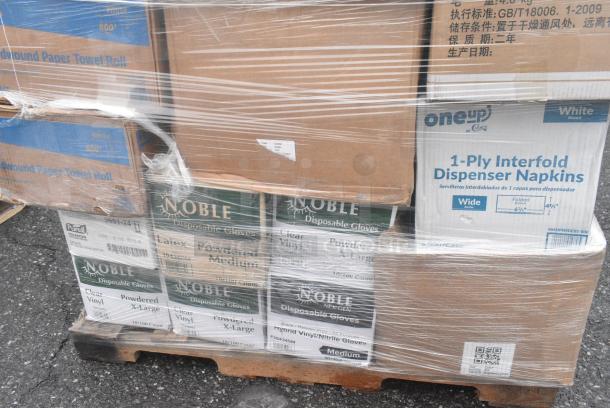 30 BRAND NEW! Boxes Including 500TO963 Choice 9" x 6" x 3" Microwaveable 1-Compartment Black / Clear Plastic Hinged Container - 100/Case, 612FFL1230 Choice Foil Steam Table Pan Lid - Full Size - 50/Case, CH32DEF Dart ClearPac SafeSeal 32 oz. Tamper-Resistant, Tamper-Evident Hinged Container with Flat Lid - 200/Case, 966UPWIDEB1-500 OneUp by Choice White 1-Ply Wide Interfold 6 1/2" x 8 1/2" Dispenser Napkin - 6000/Case, 795PTOWHT4 Choice White Microwavable Folded Paper Take Out Containers, 2 Box Lavex Paper Towels. 30 Times Your Bid! - Image 8 of 13