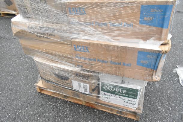 30 BRAND NEW! Boxes Including 500TO963 Choice 9" x 6" x 3" Microwaveable 1-Compartment Black / Clear Plastic Hinged Container - 100/Case, 612FFL1230 Choice Foil Steam Table Pan Lid - Full Size - 50/Case, CH32DEF Dart ClearPac SafeSeal 32 oz. Tamper-Resistant, Tamper-Evident Hinged Container with Flat Lid - 200/Case, 966UPWIDEB1-500 OneUp by Choice White 1-Ply Wide Interfold 6 1/2" x 8 1/2" Dispenser Napkin - 6000/Case, 795PTOWHT4 Choice White Microwavable Folded Paper Take Out Containers, 2 Box Lavex Paper Towels. 30 Times Your Bid! - Image 10 of 13