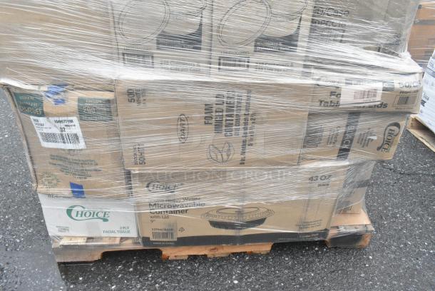 30 BRAND NEW! Boxes Including 500TO963 Choice 9" x 6" x 3" Microwaveable 1-Compartment Black / Clear Plastic Hinged Container - 100/Case, 612FFL1230 Choice Foil Steam Table Pan Lid - Full Size - 50/Case, CH32DEF Dart ClearPac SafeSeal 32 oz. Tamper-Resistant, Tamper-Evident Hinged Container with Flat Lid - 200/Case, 966UPWIDEB1-500 OneUp by Choice White 1-Ply Wide Interfold 6 1/2" x 8 1/2" Dispenser Napkin - 6000/Case, 795PTOWHT4 Choice White Microwavable Folded Paper Take Out Containers, 2 Box Lavex Paper Towels. 30 Times Your Bid! - Image 13 of 13