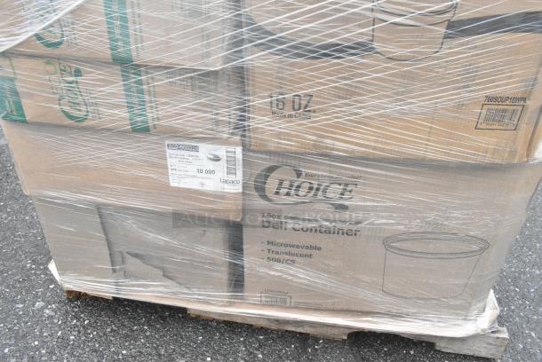 35 BRAND NEW! Boxes Including 500CC16 Choice Clear PET Customizable Plastic Cold Cup - 16 oz. - 1000/Case, 127RD16BULK Choice 16 oz. Customizable Microwavable Translucent Round Deli Container - 500/Case, 2 Box 966UPWIDEB1-500 OneUp by Choice White 1-Ply Wide Interfold 6 1/2" x 8 1/2" Dispenser Napkin - 6000/Case, 612605070HD Choice Full Size Heavy-Duty Foil Steam Table Pan Deep 3 3/8" Depth - 50/Case, 4 Box Lavex Paper Towels. 35 Times Your Bid! - Image 4 of 11