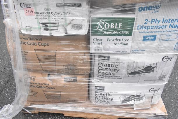 25 BRAND NEW! Boxes Including 5 Box 346BKFSNM Choice Medium Weight Black Wrapped Polypropylene Plastic Cutlery Set with Napkin - 250/Case, 2 Box 500TW7 Choice 7 oz. Translucent Thin Wall Plastic Cold Cup - 2500/Case, 6 Box 347TNYMRG2 Visions 2 oz. Clear Plastic Mini Margarita Glass - 120/Case. 25 Times Your Bid! - Image 6 of 10