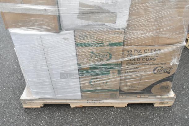 20 BRAND NEW! Boxes Including 2 Box 500CC12 Choice Clear PET Customizable Plastic Cold Cup - 12 oz. - 1000/Case, 2 Box 500TO993 Choice 9" x 9" x 3" Microwaveable 3-Compartment Black / Clear Plastic Hinged Container - 100/Case. 20 Times Your Bid! - Image 5 of 10