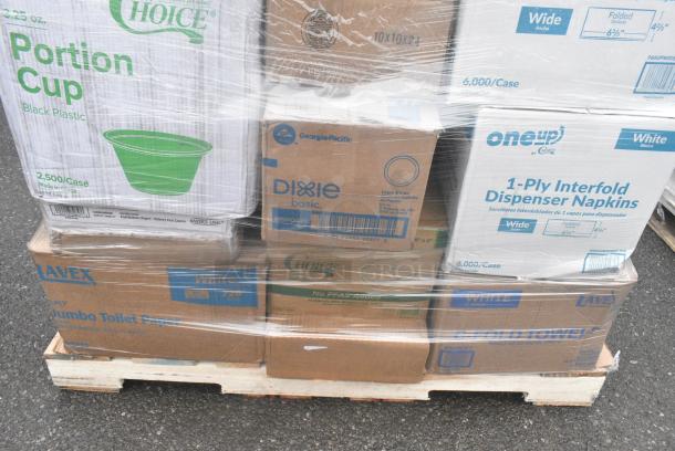 35 BRAND NEW! Boxes Including 2 Box 50016W Choice 16 oz. White Poly Paper Hot Cup - 1000/Case, 3 Box 130CLFKSNSPH Choice Clear Heavy Weight Wrapped Polystyrene Plastic Cutlery Pack with Napkin and Salt and Pepper Packets - 500/Case, 128HD8COMBO Choice Heavy Duty 8 oz. Microwavable Translucent Plastic Deli Container and Lid Combo Pack - 240/Case, 4 Box 433NHT108 Choice 1/6 Standard Size White "Happy Face" Heavy-Duty Plastic T-Shirt Bag - 500/Case, 2 Box 433NHT101H Choice 1/6 Standard Size White "Thank You" Medium-Duty Plastic T-Shirt Bag - 1000/Case. 35 Times Your Bid! - Image 5 of 6