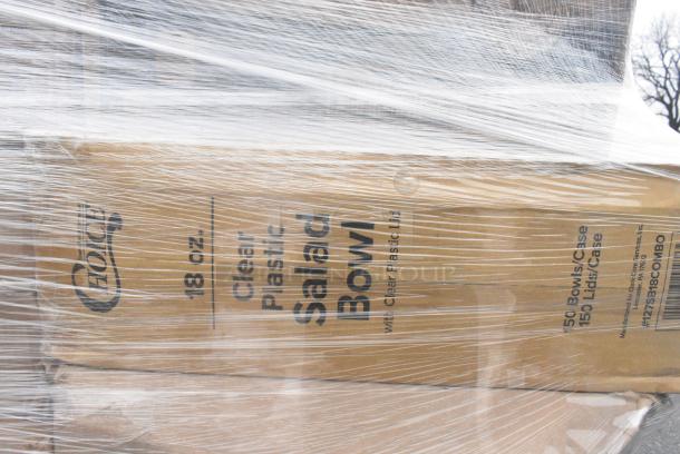 25 BRAND NEW! Boxes Including 2 Box 966UPWIDEB-500 OneUp by Choice White 2-Ply Wide Interfold 6 1/2" x 8 1/2" Dispenser Napkin - 6000/Case, 4 Boxes of Noble Gloves, 127SB18COMBO Choice 18 oz. Clear Plastic Salad Bowl with Lid - 150/Case, 2 Box Fineline Scalloped Tongs. 25 Times Your Bid! - Image 5 of 8