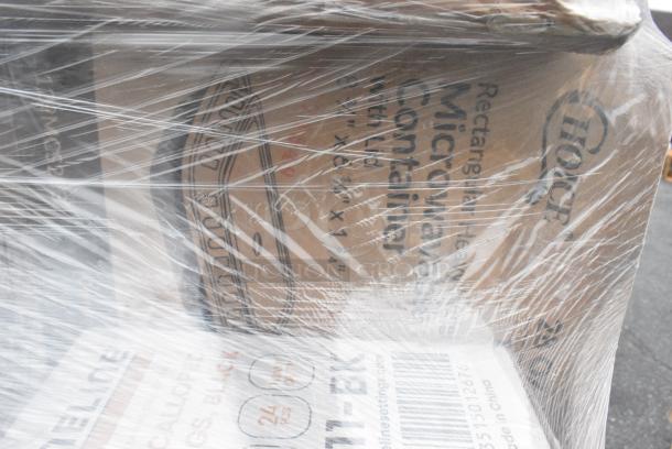 25 BRAND NEW! Boxes Including 2 Box 966UPWIDEB-500 OneUp by Choice White 2-Ply Wide Interfold 6 1/2" x 8 1/2" Dispenser Napkin - 6000/Case, 4 Boxes of Noble Gloves, 127SB18COMBO Choice 18 oz. Clear Plastic Salad Bowl with Lid - 150/Case, 2 Box Fineline Scalloped Tongs. 25 Times Your Bid! - Image 8 of 8