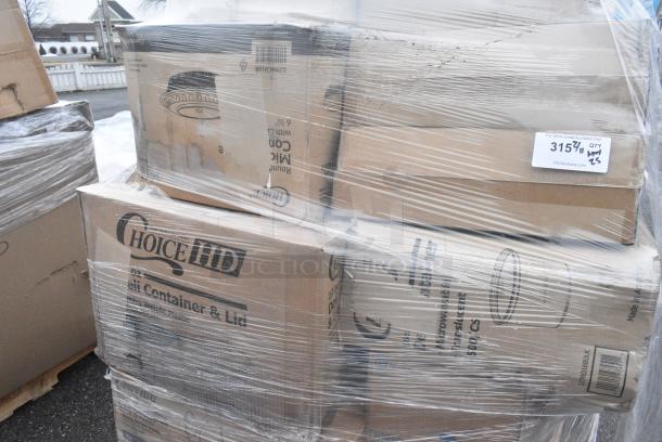 25 BRAND NEW! Boxes Including 127RD16BULK Choice 16 oz. Customizable Microwavable Translucent Round Deli Container - 500/Case, 2 Box 347FC1P5 Visions 5 oz. Heavy Weight Clear 1-Piece Plastic Champagne Flute - 96/Case, Choice Deli Containers. 25 Times Your Bid! - Image 2 of 11
