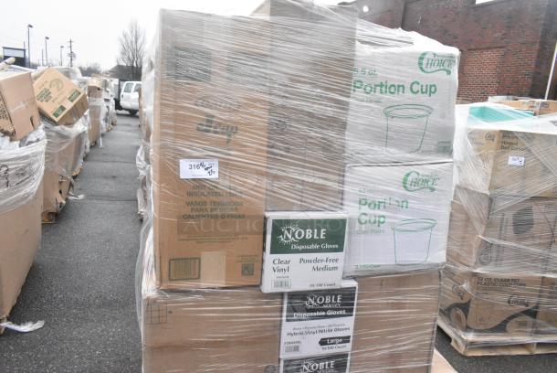 25 BRAND NEW! Boxes Including 3 Box Lavex Paper Towels, 2 Box 394645L Noble NexGen Powder-Free Disposable Black Hybrid 3 Mil Thick Gloves, 2 Box Choice Portion Cups, 760IC08W Choice 8 oz. White Paper Frozen Yogurt / Food Cup - 1000/Case, 2 Box 5008W Choice 8 oz. Tall White Poly Paper Hot Cup - 1000/Case. 25 Times Your Bid! - Image 3 of 9