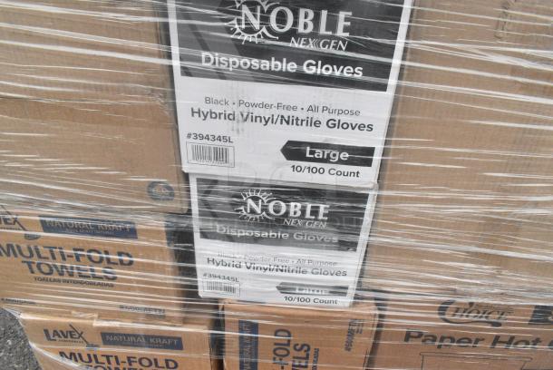25 BRAND NEW! Boxes Including 3 Box Lavex Paper Towels, 2 Box 394645L Noble NexGen Powder-Free Disposable Black Hybrid 3 Mil Thick Gloves, 2 Box Choice Portion Cups, 760IC08W Choice 8 oz. White Paper Frozen Yogurt / Food Cup - 1000/Case, 2 Box 5008W Choice 8 oz. Tall White Poly Paper Hot Cup - 1000/Case. 25 Times Your Bid! - Image 6 of 9
