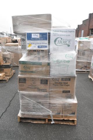 30 BRAND NEW! Boxes Including 50010DWALLW Choice 10 oz. White Smooth Double Wall Paper Hot Cup, Choice Portion Cups, 3 Box Choice Cutlery Packs, Choice Hinged Containers. 30 Times Your Bid!