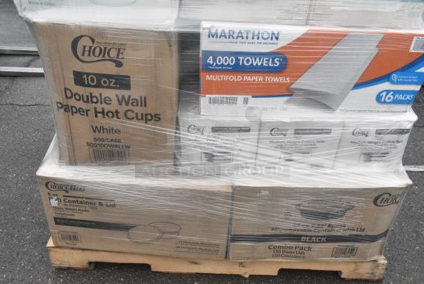 30 BRAND NEW! Boxes Including 50010DWALLW Choice 10 oz. White Smooth Double Wall Paper Hot Cup, Choice Portion Cups, 3 Box Choice Cutlery Packs, Choice Hinged Containers. 30 Times Your Bid! - Image 4 of 9