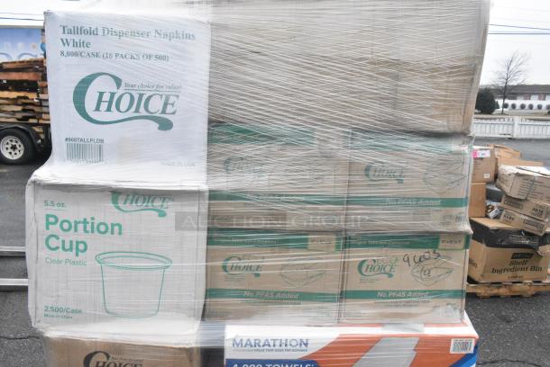 30 BRAND NEW! Boxes Including 50010DWALLW Choice 10 oz. White Smooth Double Wall Paper Hot Cup, Choice Portion Cups, 3 Box Choice Cutlery Packs, Choice Hinged Containers. 30 Times Your Bid! - Image 5 of 9
